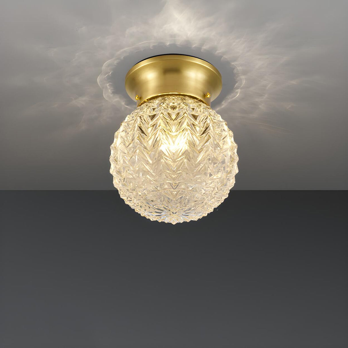 Hallway Gold Globe Glass Semi-Flush Mount Ceiling Light Image - 3