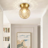 Hallway Gold Globe Glass Semi-Flush Mount Ceiling Light Image - 6