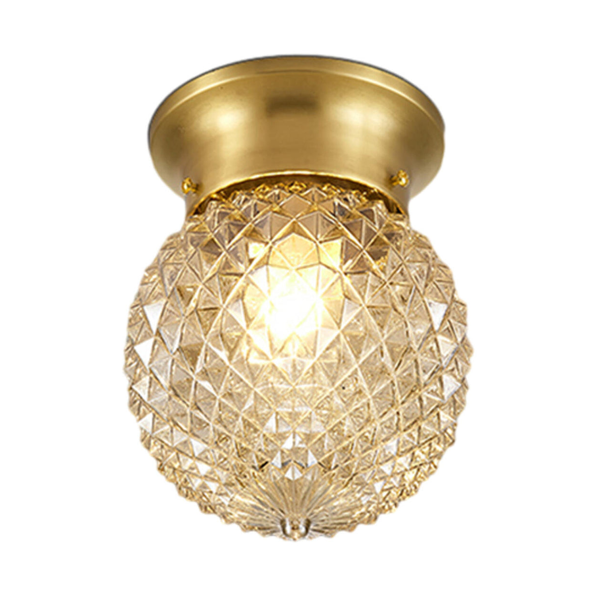 Hallway Gold Globe Glass Semi-Flush Mount Ceiling Light Image - 7