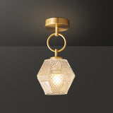 Hallway Gold Polyhedron Glass Semi-Flush Mount Light Image - 10