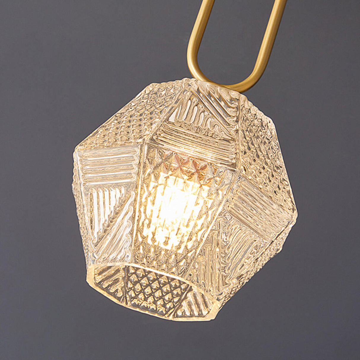 Hallway Gold Polyhedron Glass Semi-Flush Mount Light Image - 13