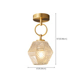 Hallway Gold Polyhedron Glass Semi-Flush Mount Light Image - 18