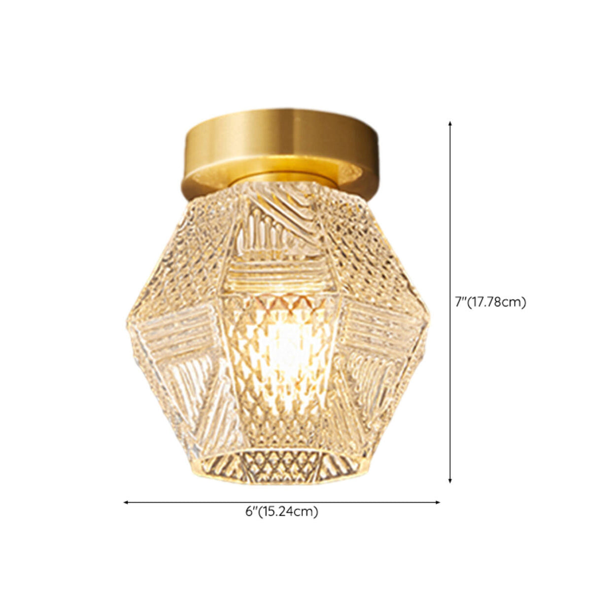 Hallway Gold Polyhedron Glass Semi-Flush Mount Light Image - 19