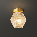 Hallway Gold Polyhedron Glass Semi-Flush Mount Light Image - 9