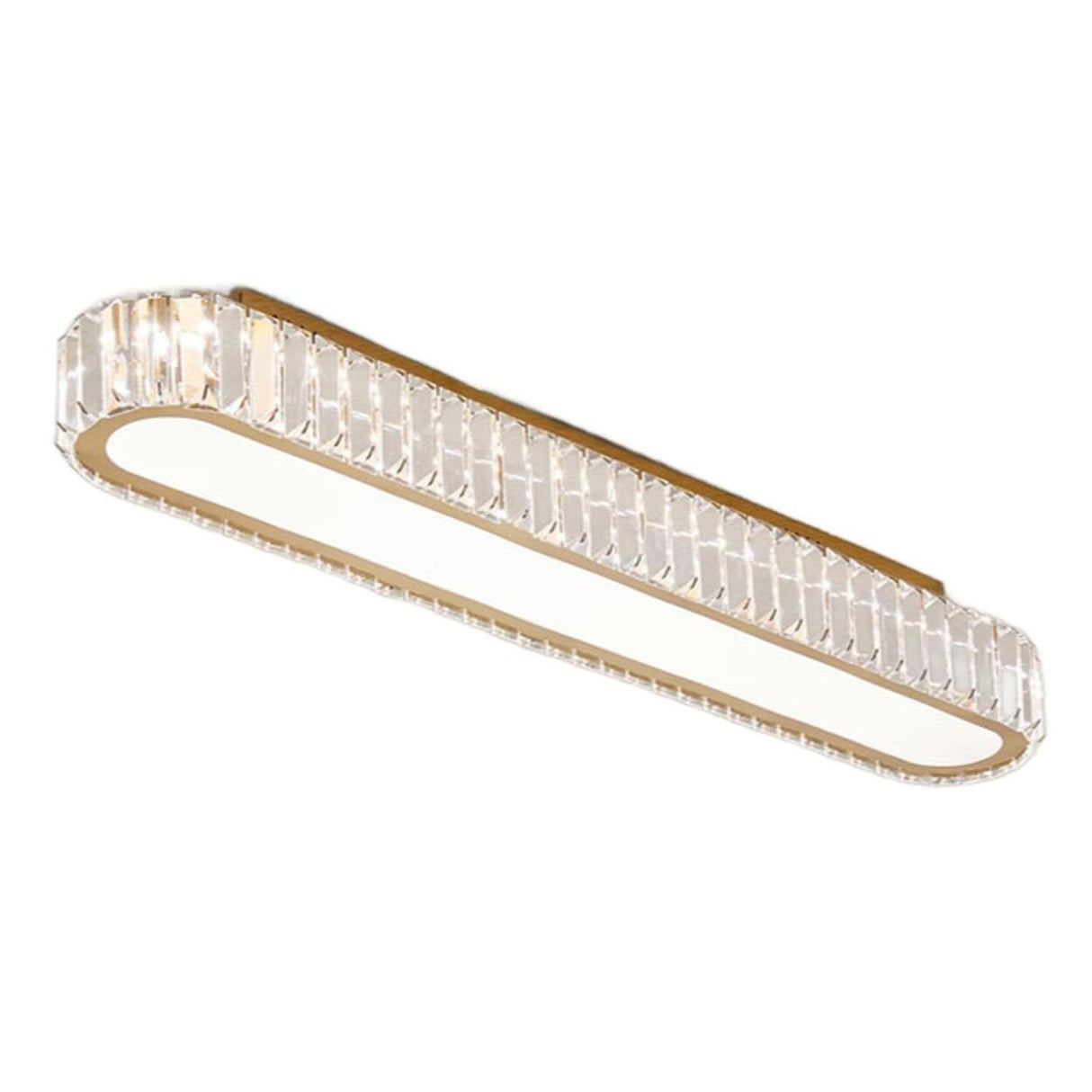 Hallway Gold Strip Crystal LED Flush Mount Ceiling Lamp Image - 10