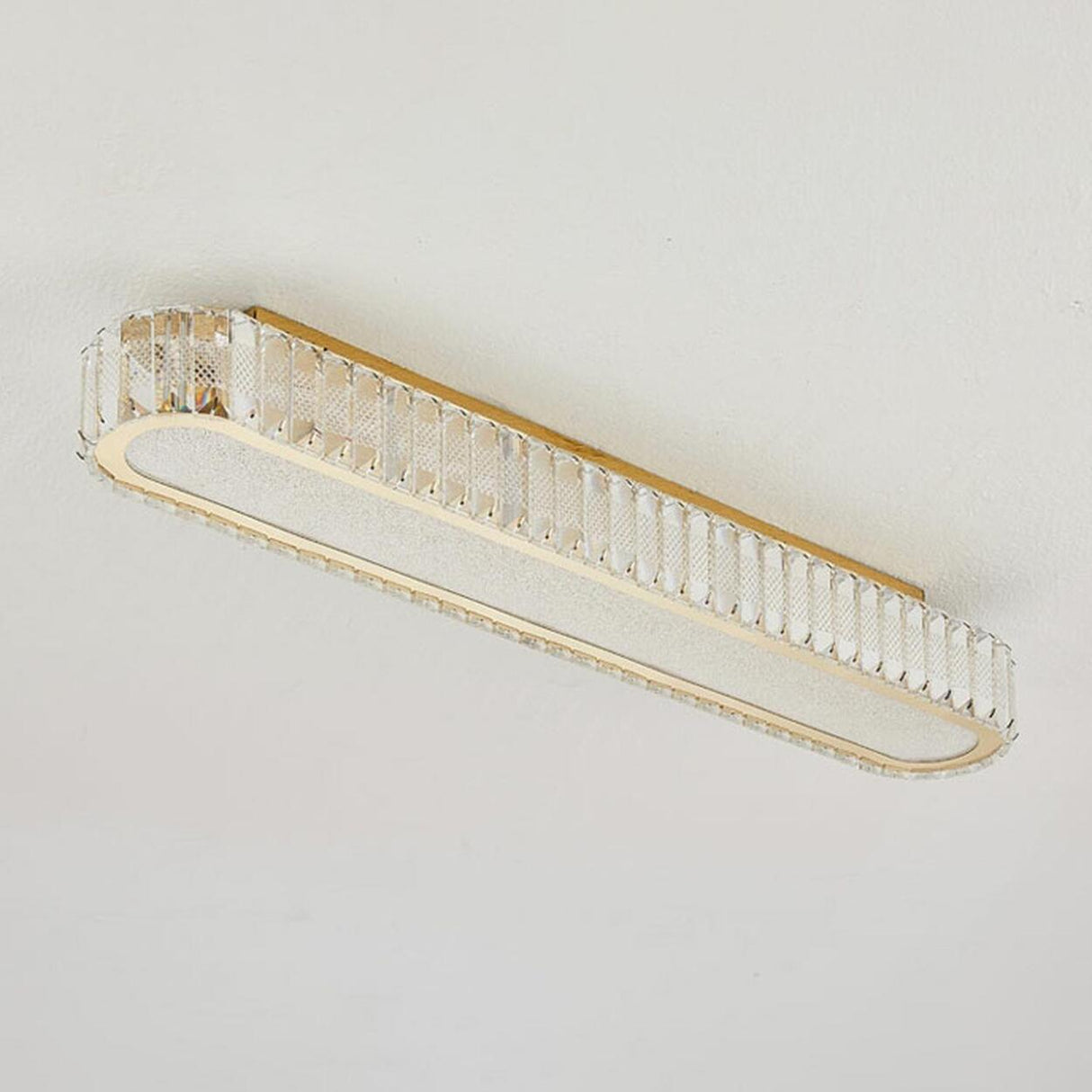 Hallway Gold Strip Crystal LED Flush Mount Ceiling Lamp Image - 14