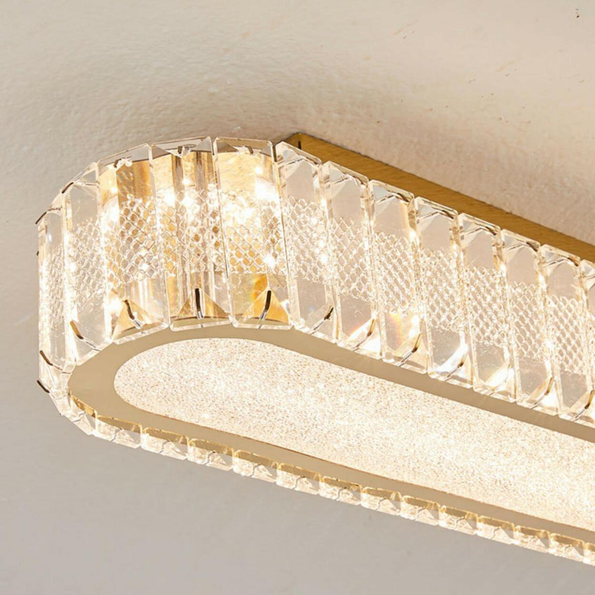 Hallway Gold Strip Crystal LED Flush Mount Ceiling Lamp Image - 18