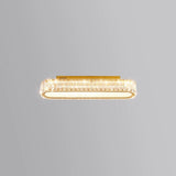 Hallway Gold Strip Crystal LED Flush Mount Ceiling Lamp Image - 2