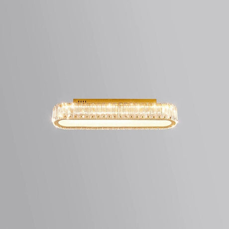 Hallway Gold Strip Crystal LED Flush Mount Ceiling Lamp Image - 2