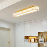 Hallway Gold Strip Crystal LED Flush Mount Ceiling Lamp Image - 20