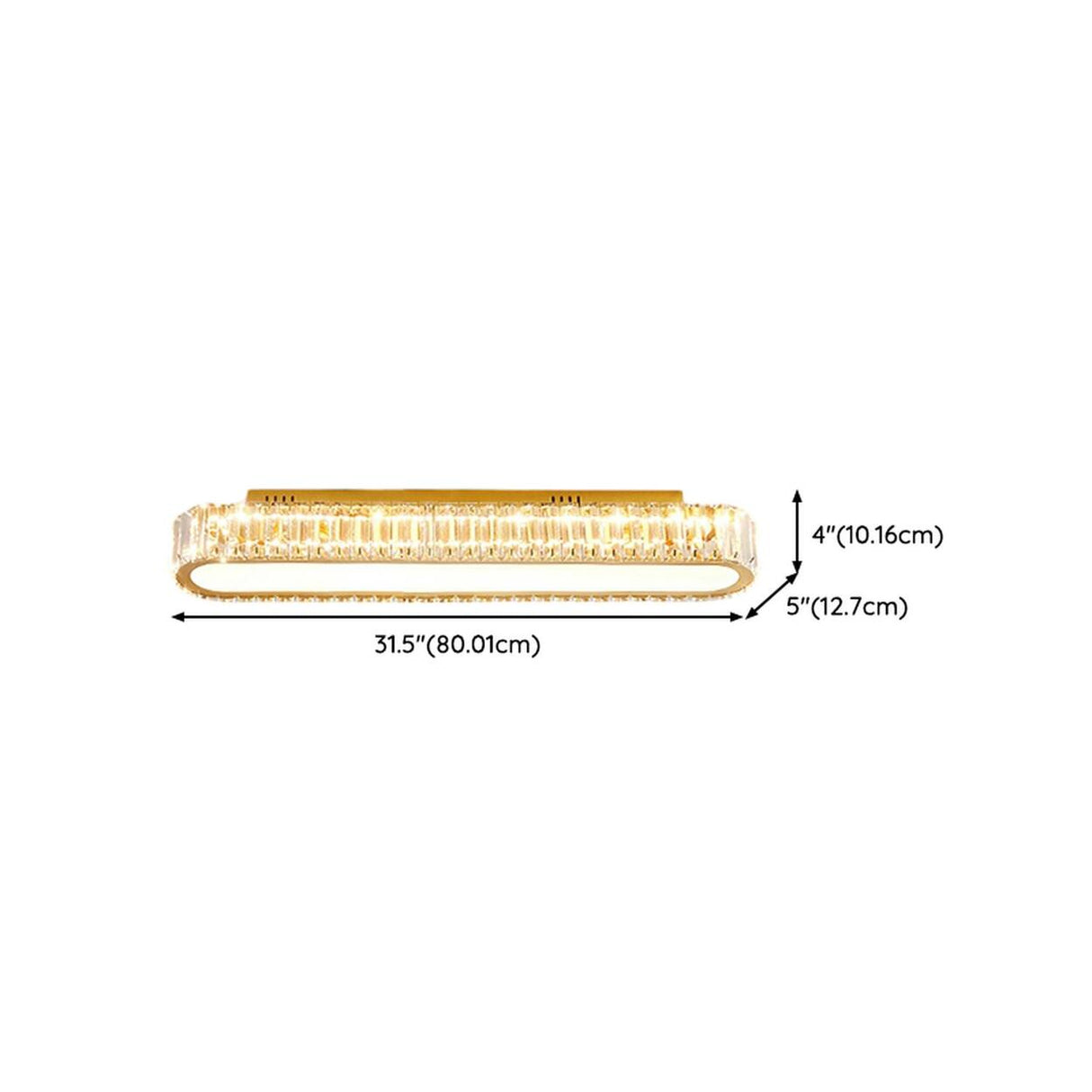 Hallway Gold Strip Crystal LED Flush Mount Ceiling Lamp Image - 27