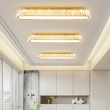 Hallway Gold Strip Crystal LED Flush Mount Ceiling Lamp Image - 3