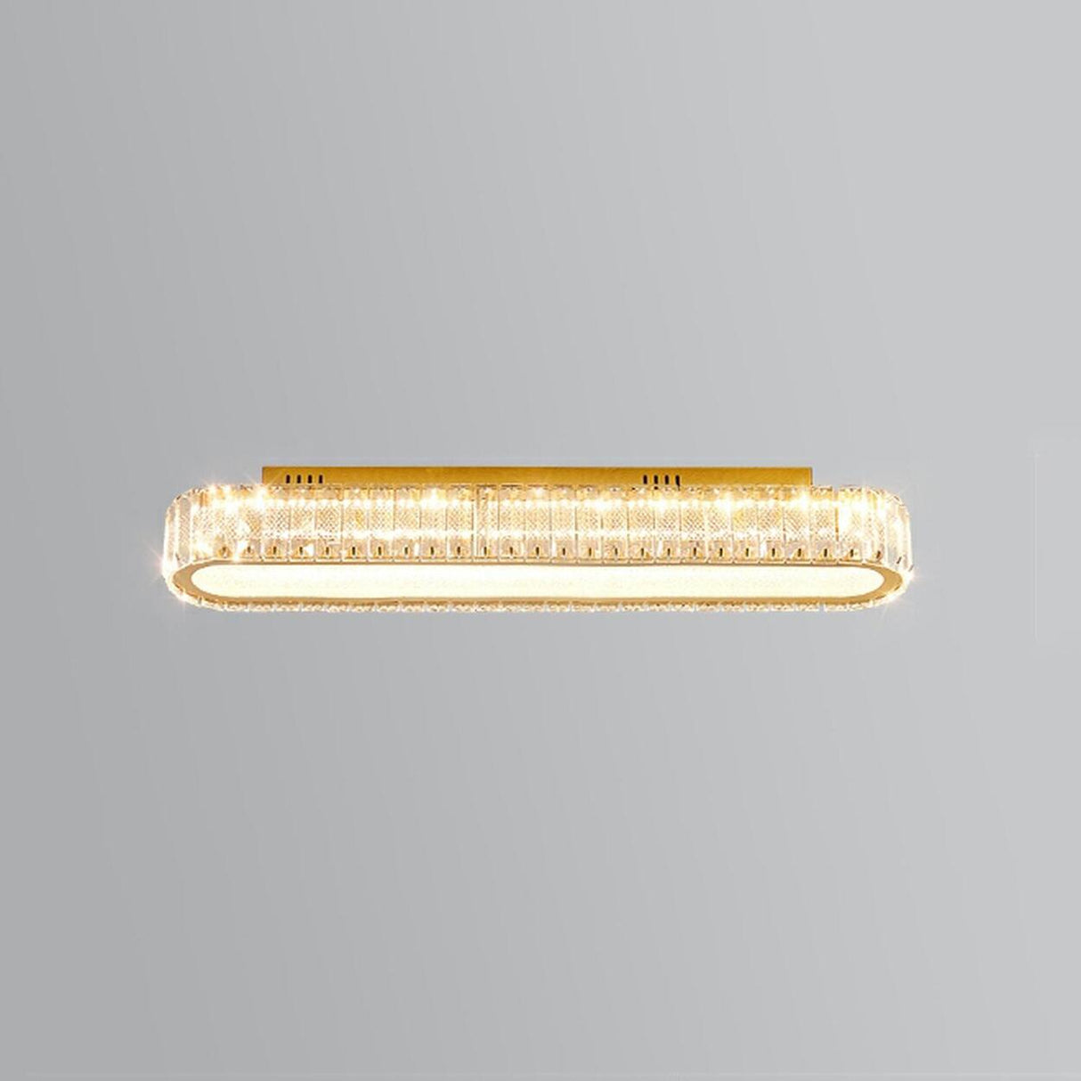 Hallway Gold Strip Crystal LED Flush Mount Ceiling Lamp Image - 4