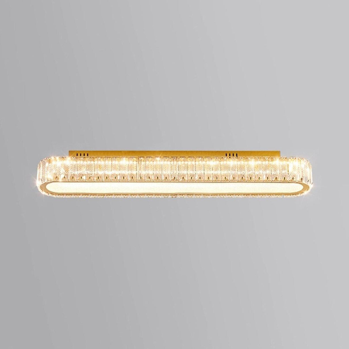 Hallway Gold Strip Crystal LED Flush Mount Ceiling Lamp Image - 6