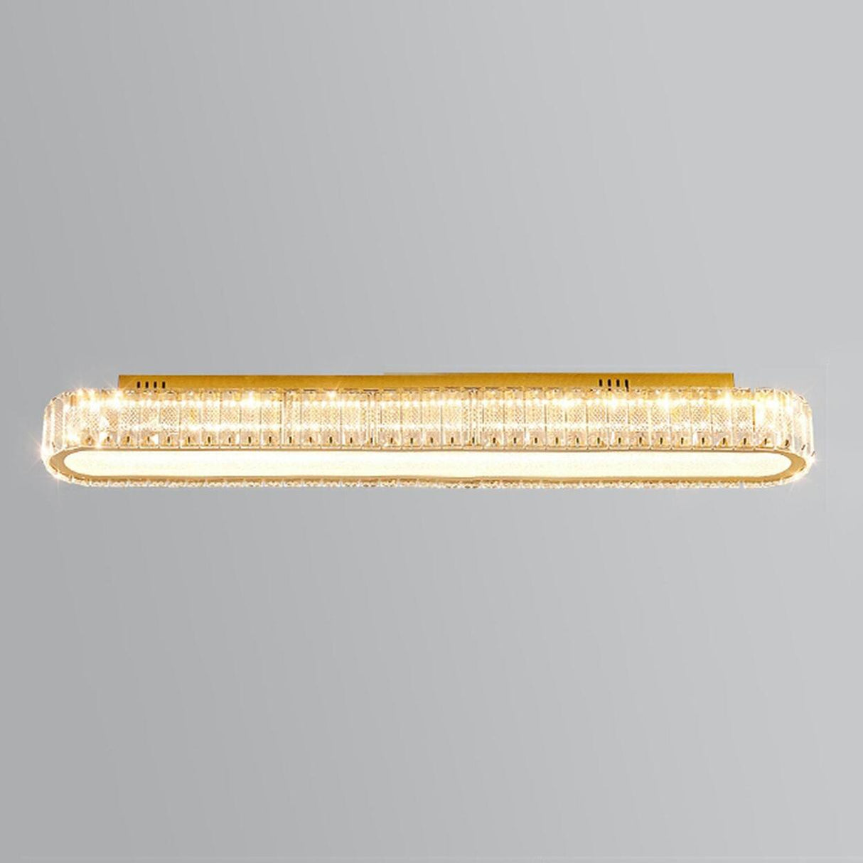 Hallway Gold Strip Crystal LED Flush Mount Ceiling Lamp Image - 7