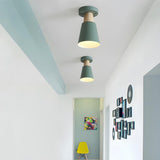 Hallway Green Conic Semi-Flush Mount Ceiling Light Image - 1