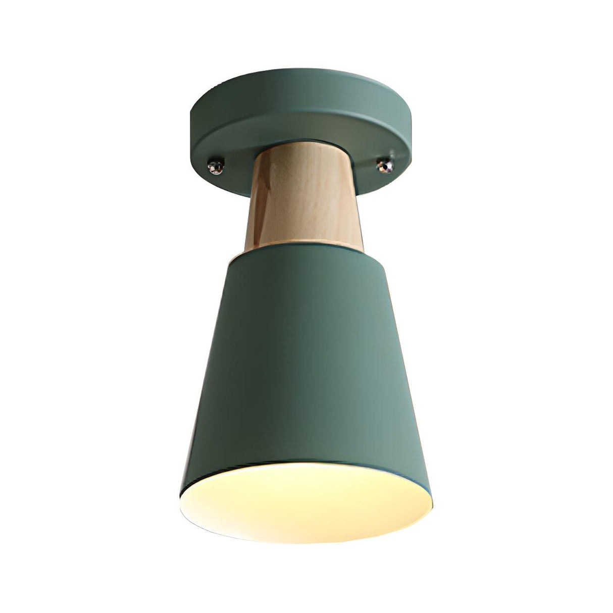 Hallway Green Conic Semi-Flush Mount Ceiling Light Image - 3