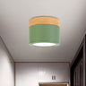 Hallway Green Cylinder LED Flush Mount Ceiling Light Image - 1