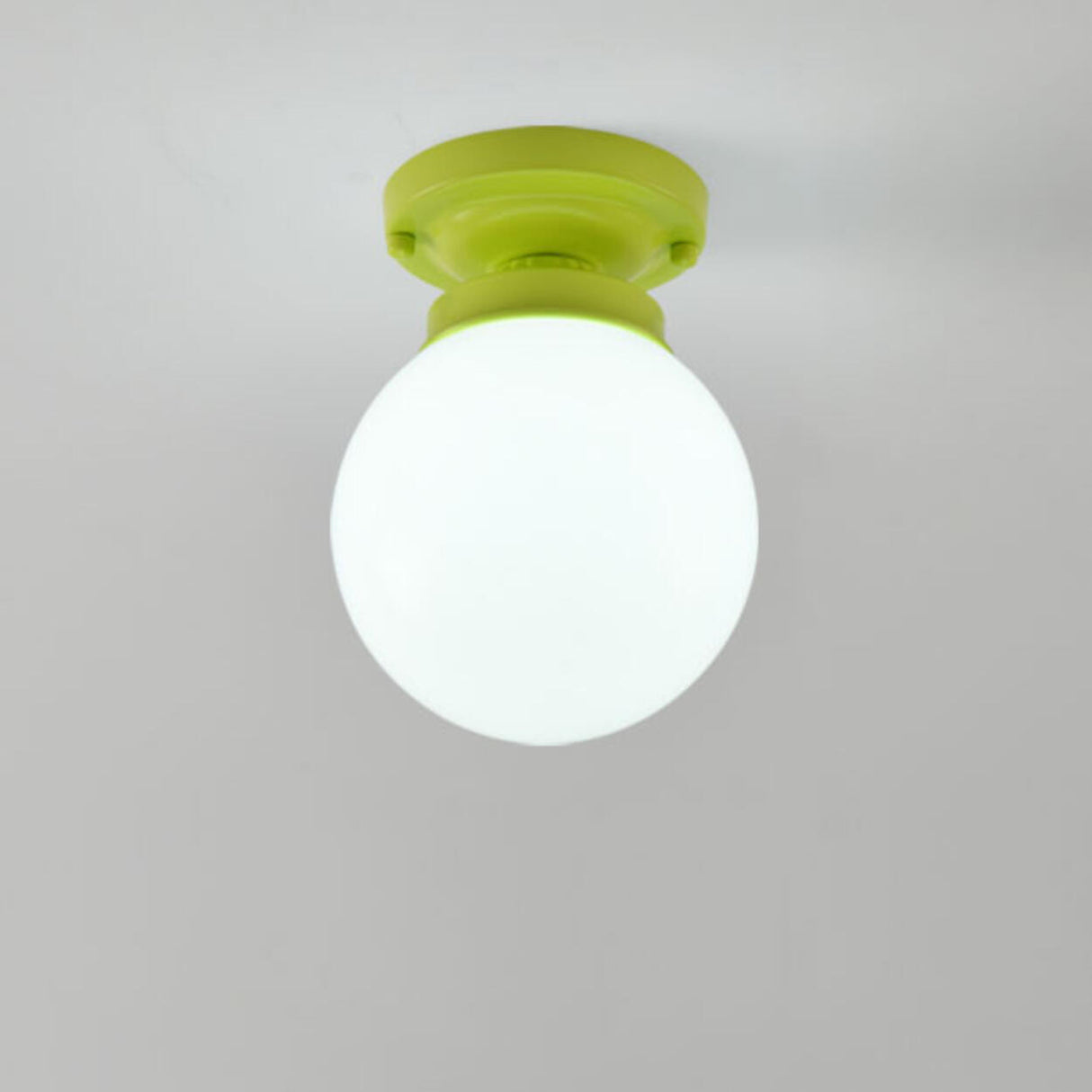 Hallway Green Floral Glass Semi-Flush Mount Light Image - 5