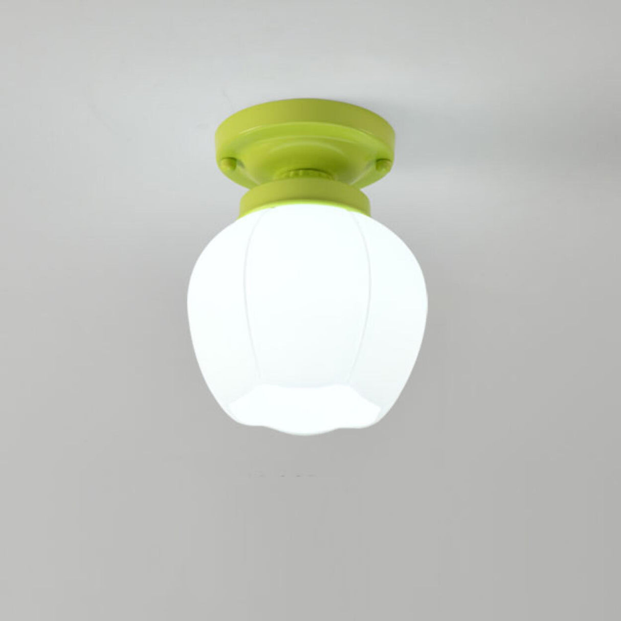 Hallway Green Floral Glass Semi-Flush Mount Light Image - 9