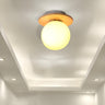 Hallway Green Glass Globe Flush Mount Ceiling Light Image - 10