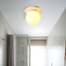 Hallway Green Glass Globe Flush Mount Ceiling Light Image - 6