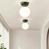 Hallway Green Globe Semi-Flush Mount Ceiling Light Image - 1