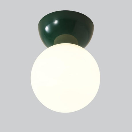 Hallway Green Globe Semi-Flush Mount Ceiling Light Image - 2