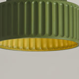 Hallway Green Ribbed Cylinder Flush Mount Ceiling Light Image - 14