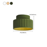 Hallway Green Ribbed Cylinder Flush Mount Ceiling Light #size