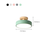 Hallway Grey Cylinder Semi-Flush Mount Ceiling Light #size