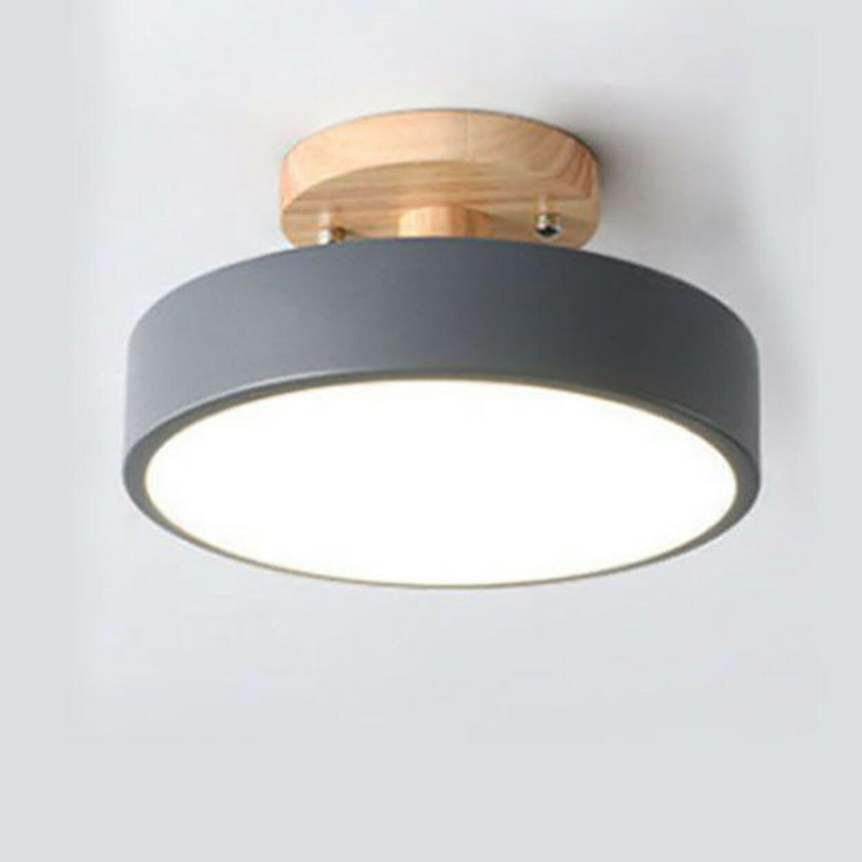 Hallway Grey Cylinder Semi-Flush Mount Ceiling Light Image - 5