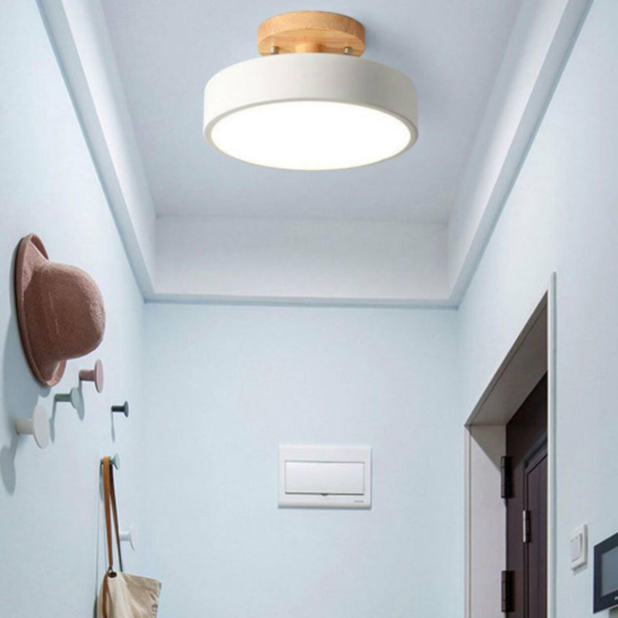 Hallway Grey Cylinder Semi-Flush Mount Ceiling Light Image - 6