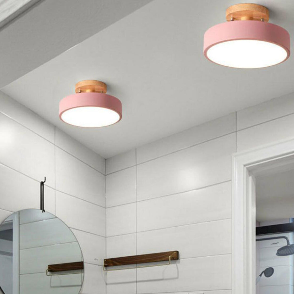 Hallway Grey Cylinder Semi-Flush Mount Ceiling Light Image - 8