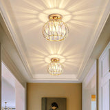 Hallway Hollow Spherical Crystal Semi-Flush Mount Light Image - 1