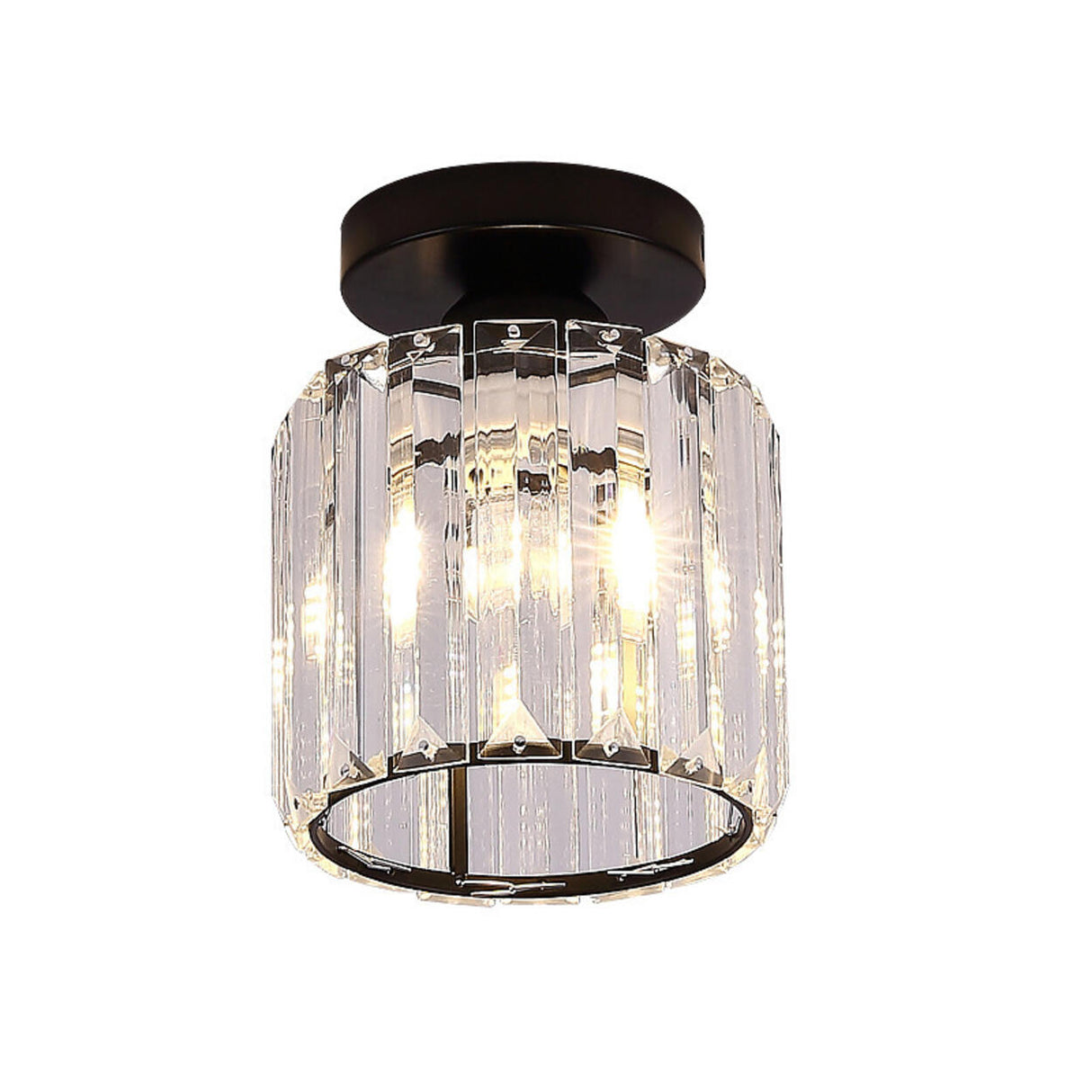 Hallway Hollow Spherical Crystal Semi-Flush Mount Light Image - 10