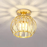 Hallway Hollow Spherical Crystal Semi-Flush Mount Light Image - 11