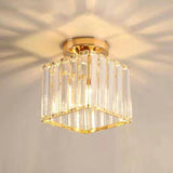 Hallway Hollow Spherical Crystal Semi-Flush Mount Light Image - 13