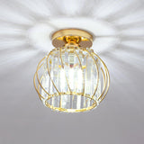 Hallway Hollow Spherical Crystal Semi-Flush Mount Light Image - 18