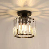 Hallway Hollow Spherical Crystal Semi-Flush Mount Light Image - 2