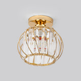 Hallway Hollow Spherical Crystal Semi-Flush Mount Light Image - 20