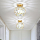 Hallway Hollow Spherical Crystal Semi-Flush Mount Light Image - 21