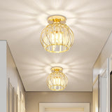 Hallway Hollow Spherical Crystal Semi-Flush Mount Light Image - 22