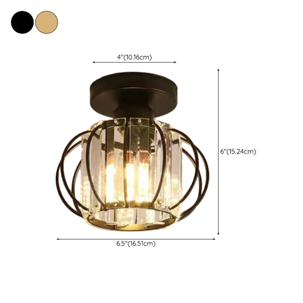 Hallway Hollow Spherical Crystal Semi-Flush Mount Light 