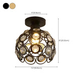 Hallway Hollow Spherical Crystal Semi-Flush Mount Light Image - 26