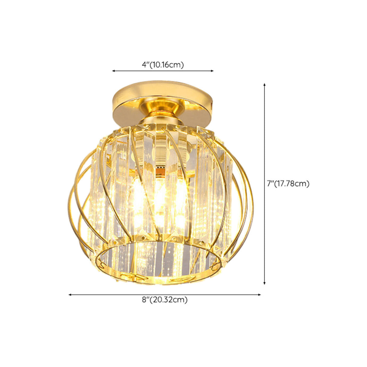 Hallway Hollow Spherical Crystal Semi-Flush Mount Light Image - 28