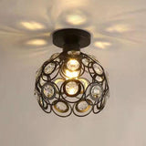 Hallway Hollow Spherical Crystal Semi-Flush Mount Light Image - 5