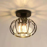 Hallway Hollow Spherical Crystal Semi-Flush Mount Light Image - 7