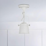 Hallway Industrial Silver Bucket Semi-Flush Mount Light Image - 16