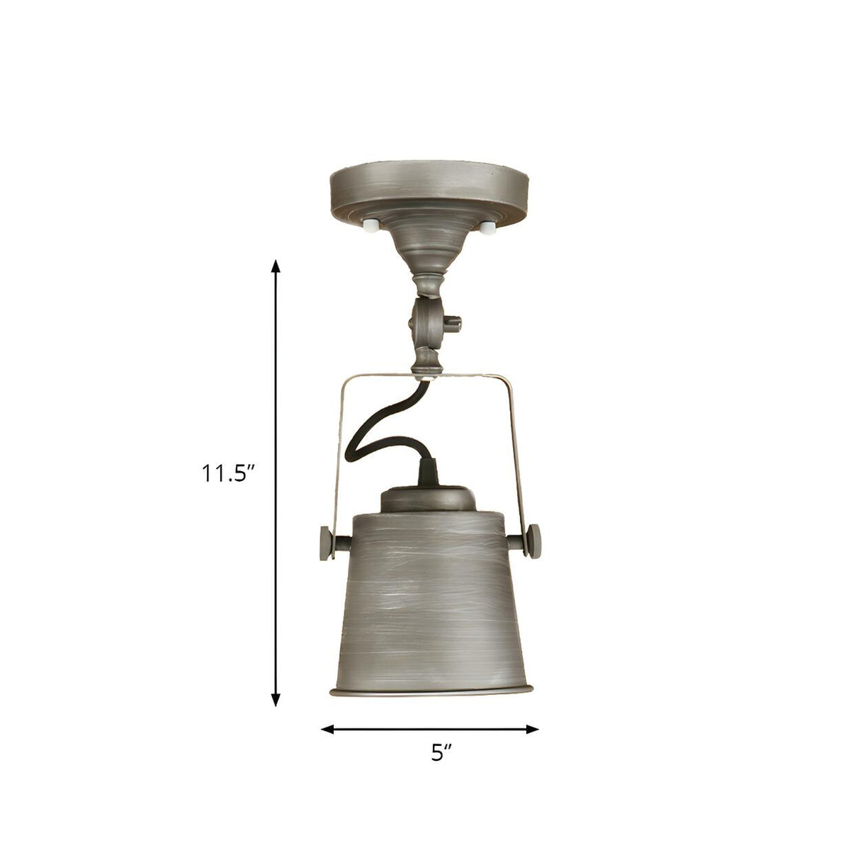 Hallway Industrial Silver Bucket Semi-Flush Mount Light 